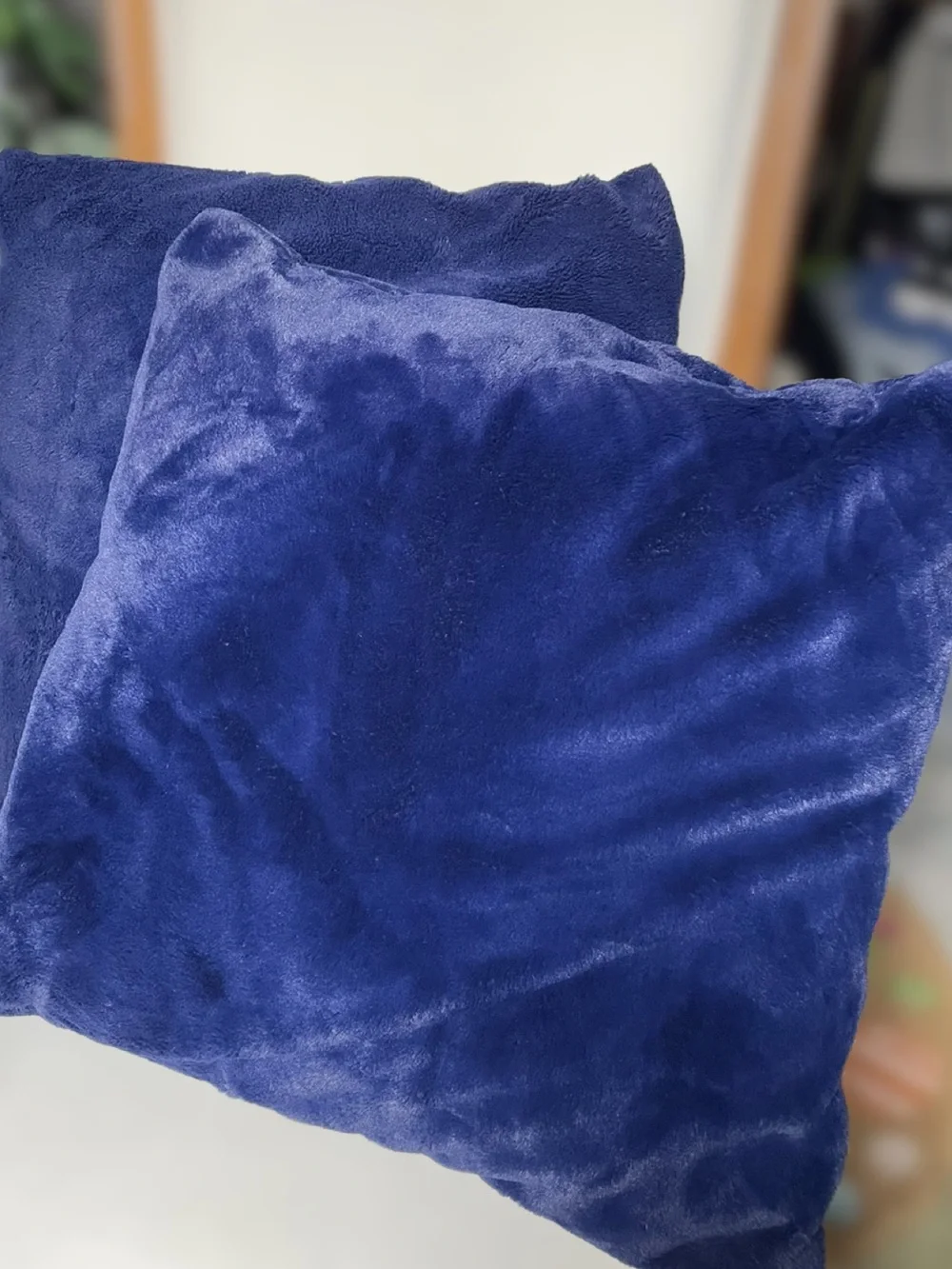 Royal Blue Velvety Soft 22” Throw Pillows - Set of 2
